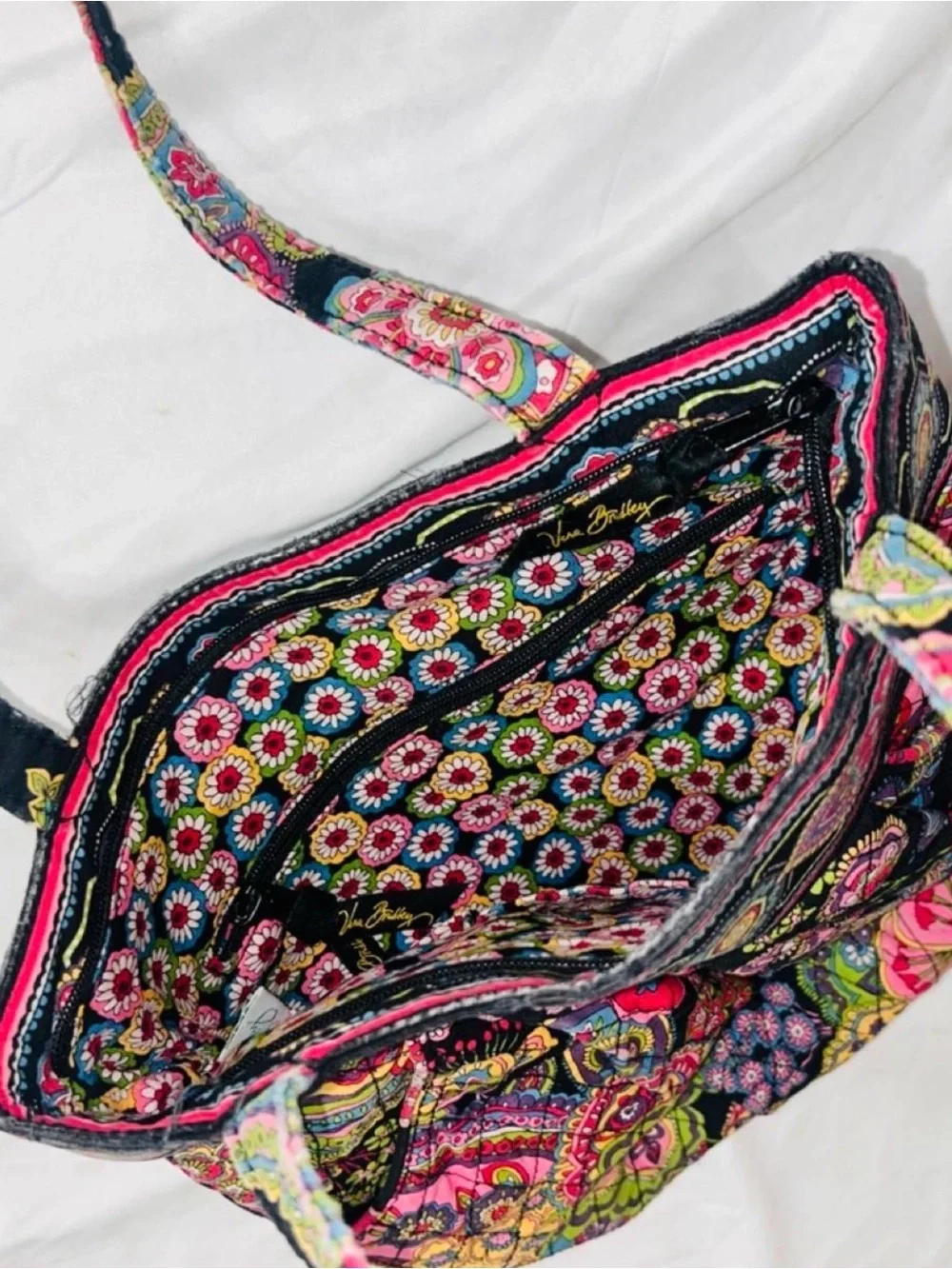 Vera Bradley Black Multi Paisley Quilted Tote